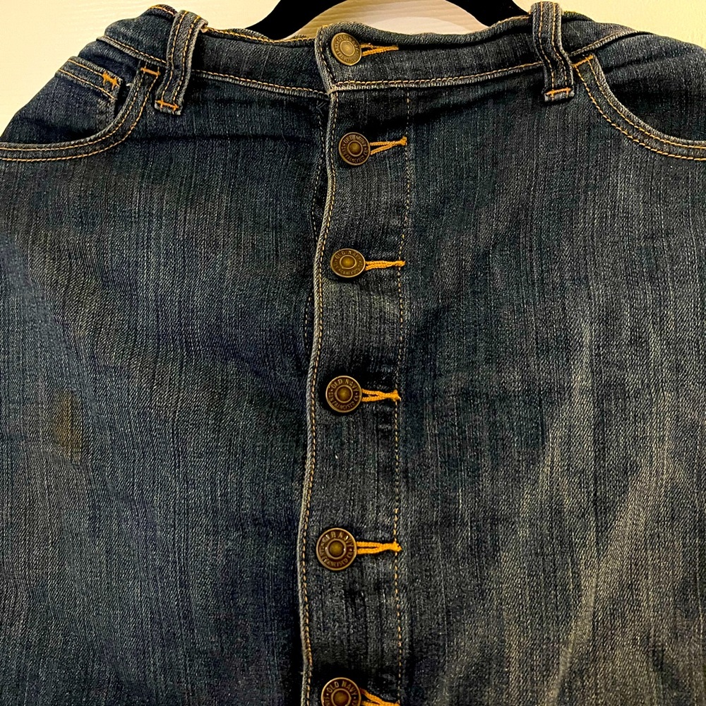 Size 12 Tall Old Navy Blue Jean Button Down Skirt